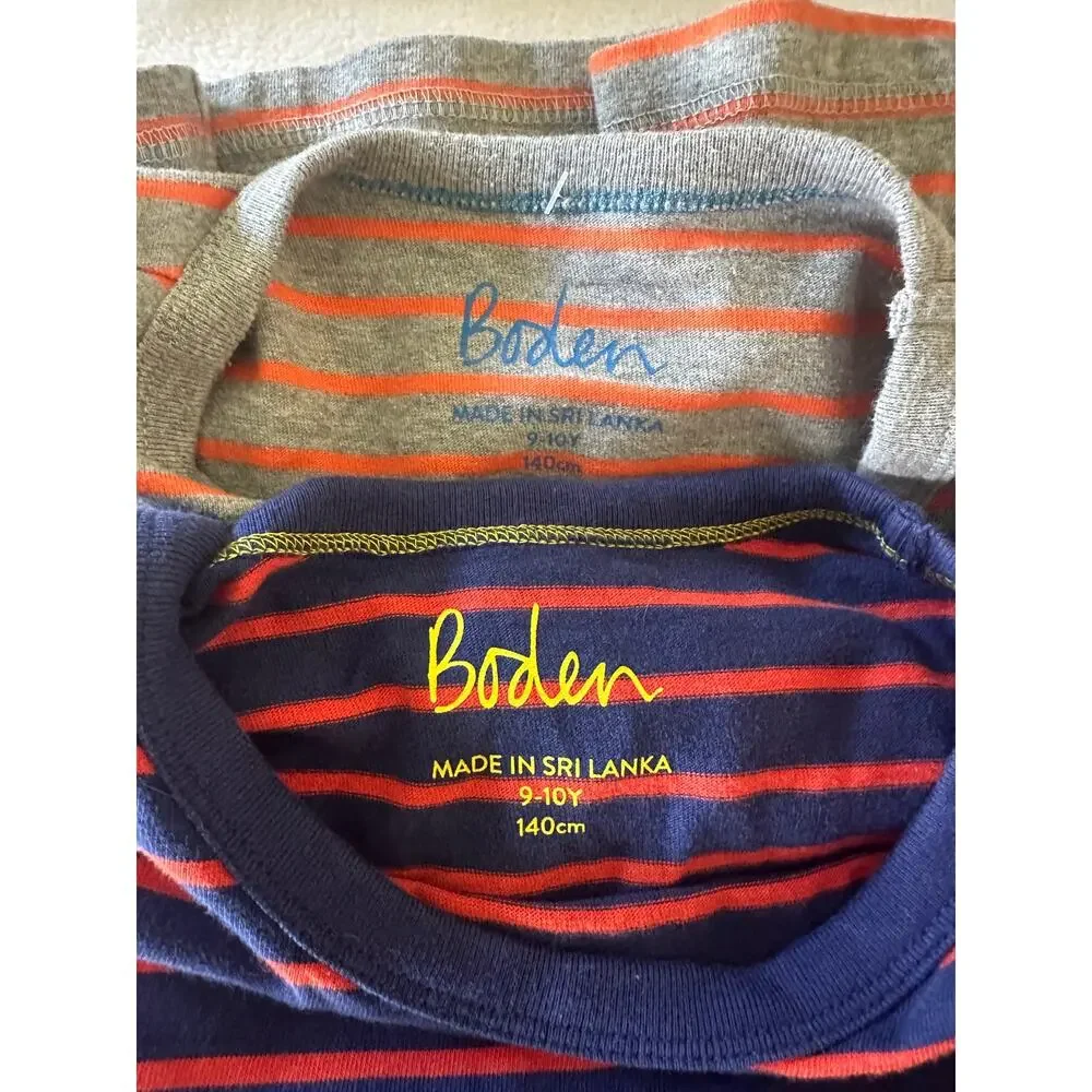 Mini Boden 4pc Lot Shirts Boys 9 10 Stripes Penguin Long Sleeve